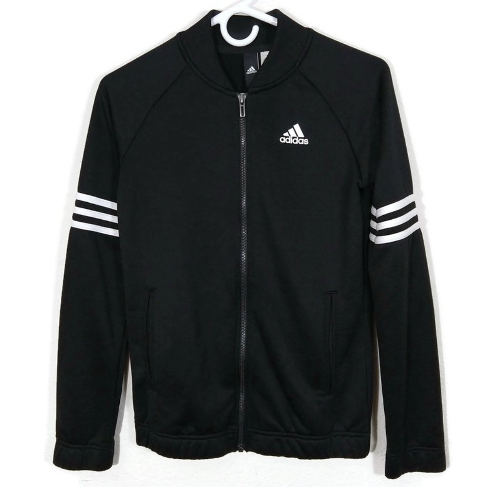 Adidas Black Jacket with White Stripes